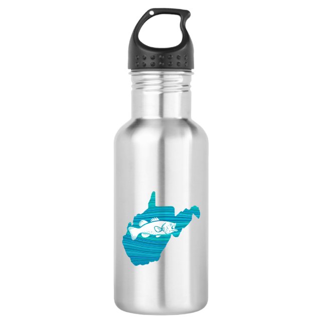 West Virginia Wave Fishing 532 Ml Water Bottle (Front)