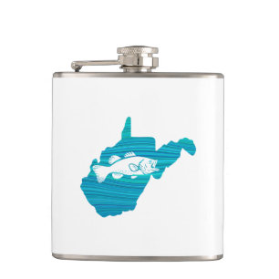 West Virginia Wave Fishing Hip Flask