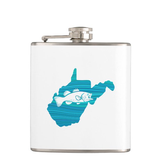 West Virginia Wave Fishing Hip Flask (Front)