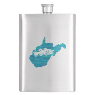 West Virginia Wave Fishing Hip Flask
