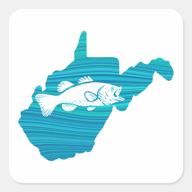 West Virginia Wave Fishing Square Sticker (Front)