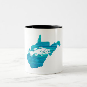 West Virginia Wave Fishing Two-Tone Coffee Mug