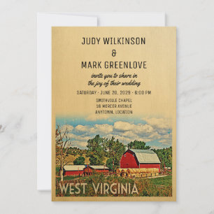 West Virginia Wedding Invitation Farm Barn Rustic