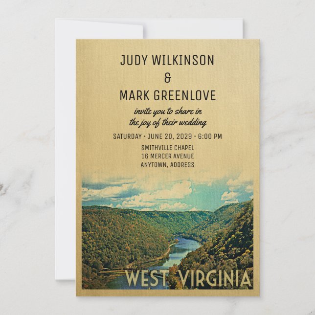 West Virginia Wedding Invitation Nature River (Front)