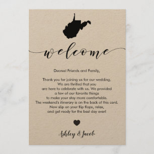West Virginia Wedding Welcome Letter & Itinerary Programme