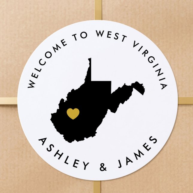 West Virginia Wedding Welcome Sticker Tag, Gold (Creator Uploaded)