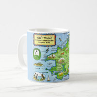 West Wales Vintage Map Postcard