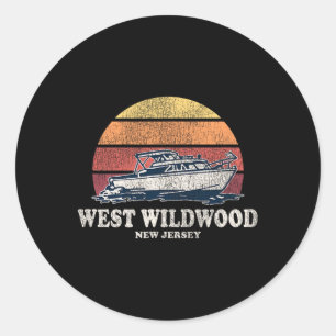 West Wildwood Nj Vintage Boating 70s Retro Boat De Classic Round Sticker