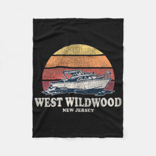 West Wildwood Nj Vintage Boating 70s Retro Boat De Fleece Blanket