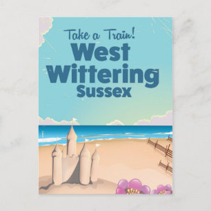 West Wittering Sussex beach vintage travel poster Postcard