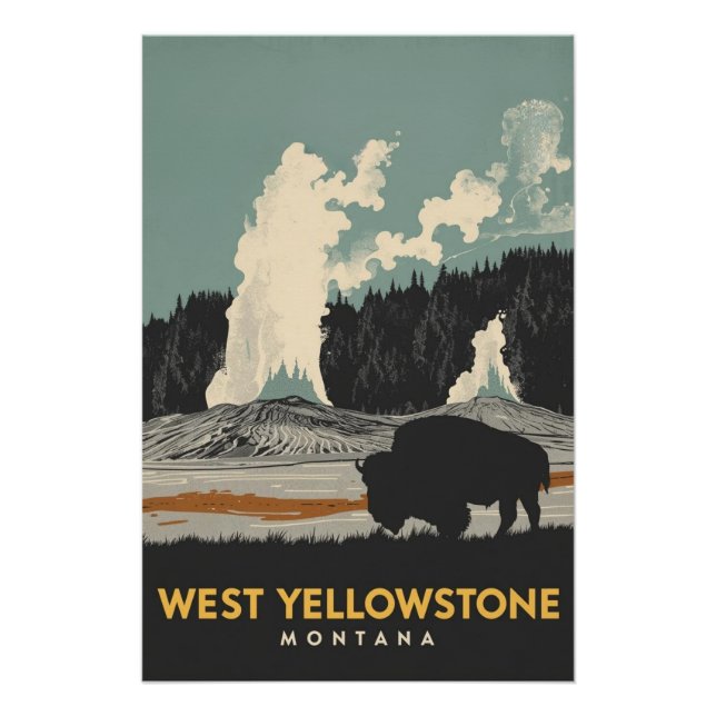 West Yellowstone Montana Bison Poster (Front)