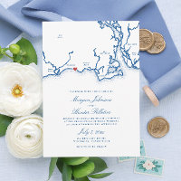 Westbrook CT Map Elegant Navy Blue Wedding