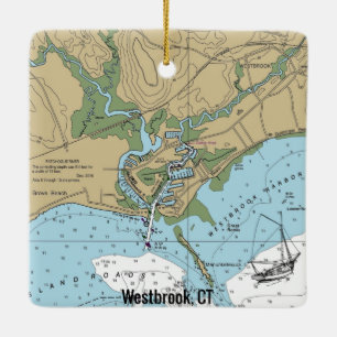 Westbrook CT Nautical Chart Ceramic Ornament