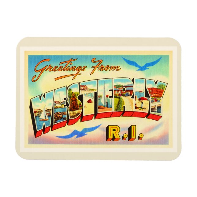 Westerly Rhode Island RI Vintage Travel Souvenir Magnet (Horizontal)