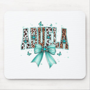 Western abuela bow cow teal turquoise feathers mouse mat