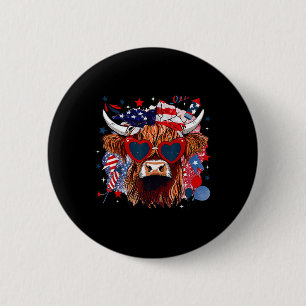 Western America Cow Happy 4th Of July Cow Lover 6 Cm Round Badge