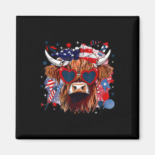 Western America Cow Happy 4th Of July Cow Lover Magnet