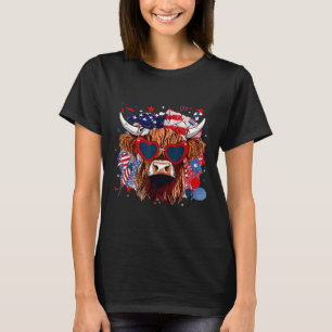 Western America Cow Happy 4th Of July Cow Lover T-Shirt