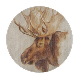 Western American Animal Study Moose Portrait Cutting Board