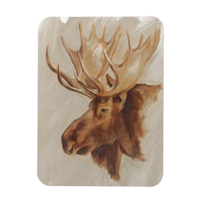 Western American Animal Study | Moose Portrait Magnet (Vertical)
