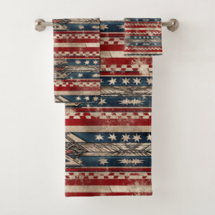 Western American Flag Bath Towel Set