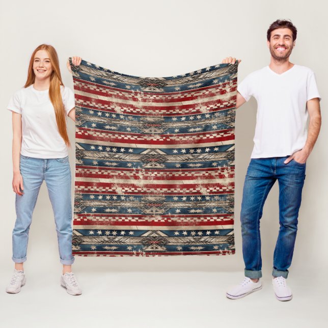 Western American Flag Fleece Blanket (In Situ)