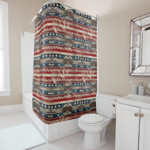 Western American Flag Shower Curtain
