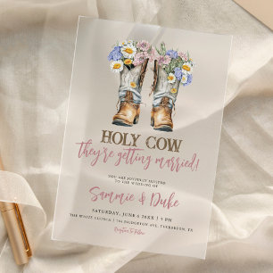 Western and Country Flowers Boots Rustic Wedding Acrylic Invitations