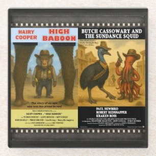 Western Animal Movie Poster Parody Glass Coaster
