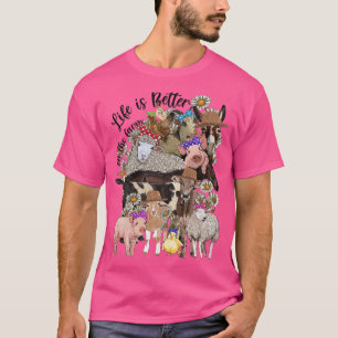 Western Animals Life Is Better On The Farm Pig Cow T-Shirt