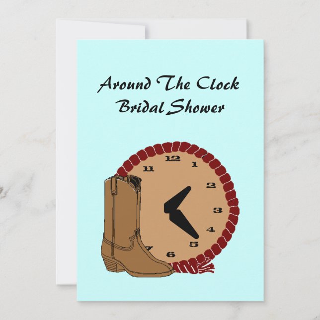 Western Around The Clock Bridal Shower Invitations (Front)