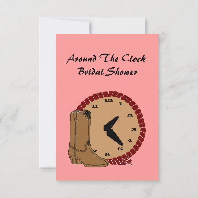 Western Around The Clock Bridal Shower Invitations (Front)