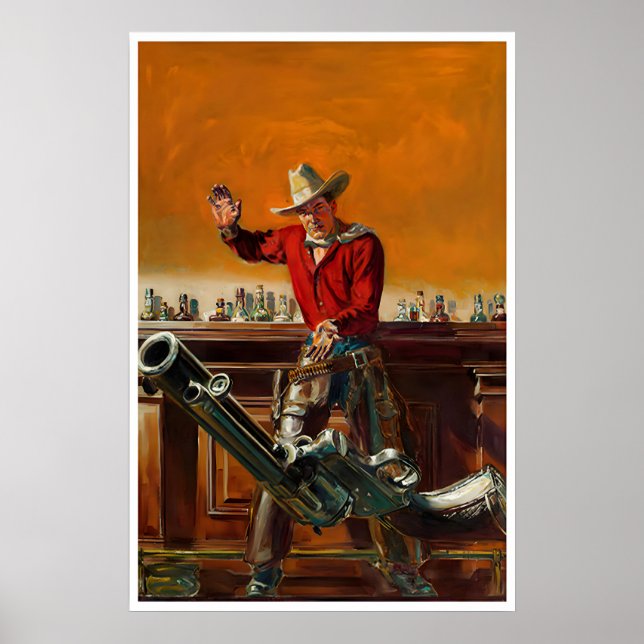 Western Art Bar Western Pulp Cowboy Poster Man (Front)
