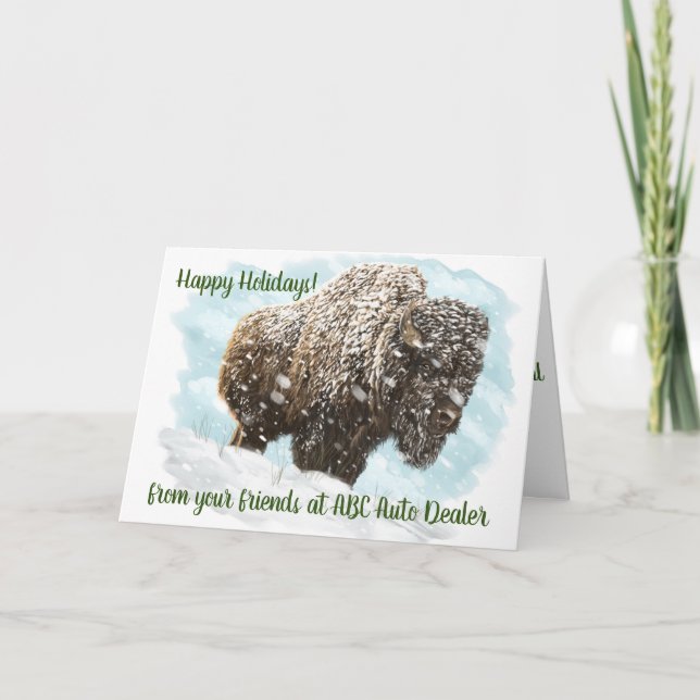 Western Art, Bison Christmas Card (Front)