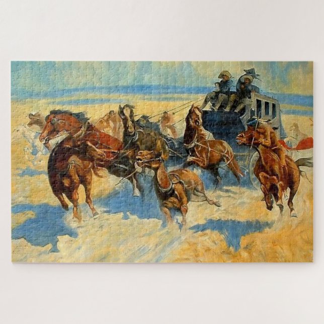 Western Art “Downing the Nigh Leader” Jigsaw Puzzle (Horizontal)