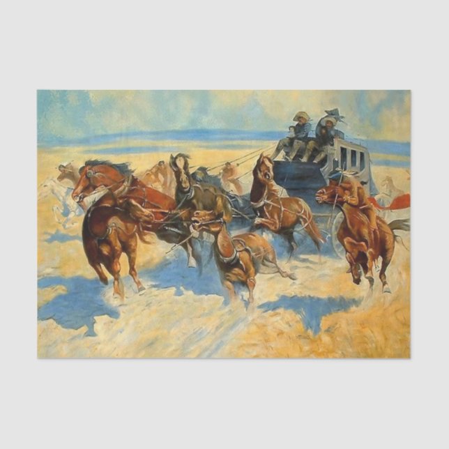 Western Art “Downing the Nigh Leader” Tissue Paper (Front)