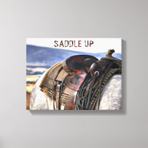 Western Art Horse Saddle Canvas Print