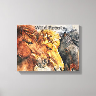 Western Art, Horses, Wild, Beauty, Canvas Pr
