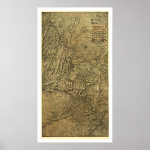 Western & Atlantic Railroad Map 1887 Poster