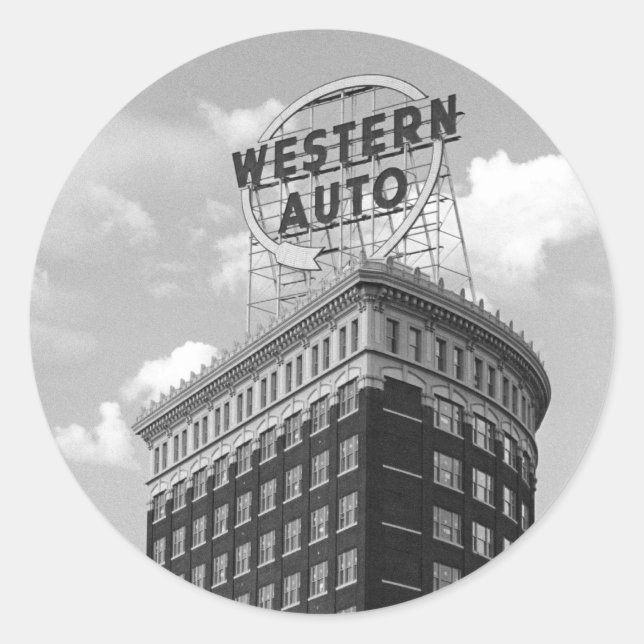 Western Auto Half Cylinder Building Classic Round Sticker (Front)