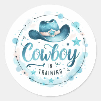 Western Baby Boy Shower, Kids Cowboy Classic Round Sticker