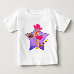 Western Baby Cowgirl On Stick Horse T-Shirt