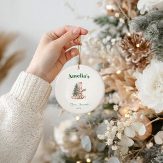 Western Baby Girl First Christmas Pink Ceramic Tree Decoration