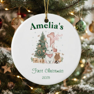 Western Baby Girl First Christmas Pink Ceramic Tree Decoration