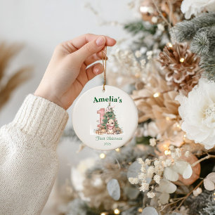 Western Baby Girl First Christmas Pink Ornament