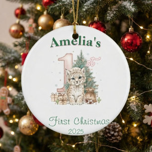 Western Baby Girl First Christmas Pink Ornament