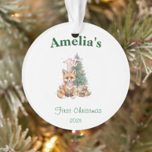 Western Baby Girl First Christmas Pink Ornament