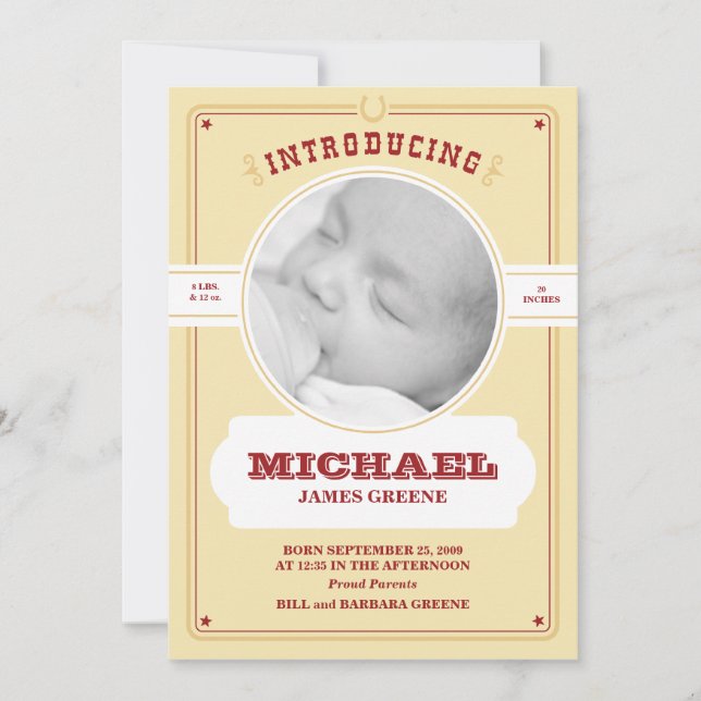 Western Baby Photo Announcement (Front)