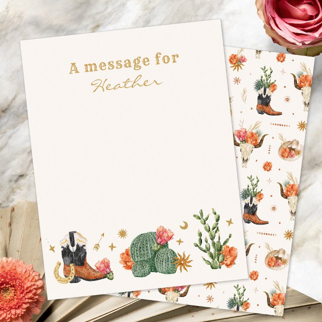 Western Baby Shower Message Card (Western Theme Baby Shower Message Card by Painted Paperie
)