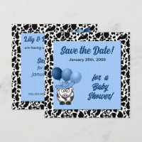 Western Baby Shower Save the Date Blue